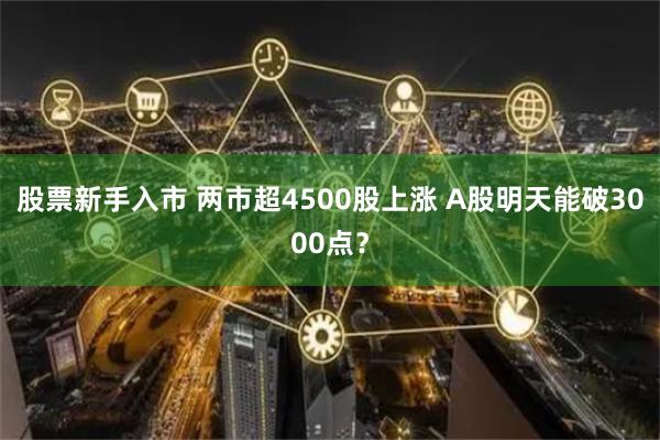 股票新手入市 两市超4500股上涨 A股明天能破3000点？